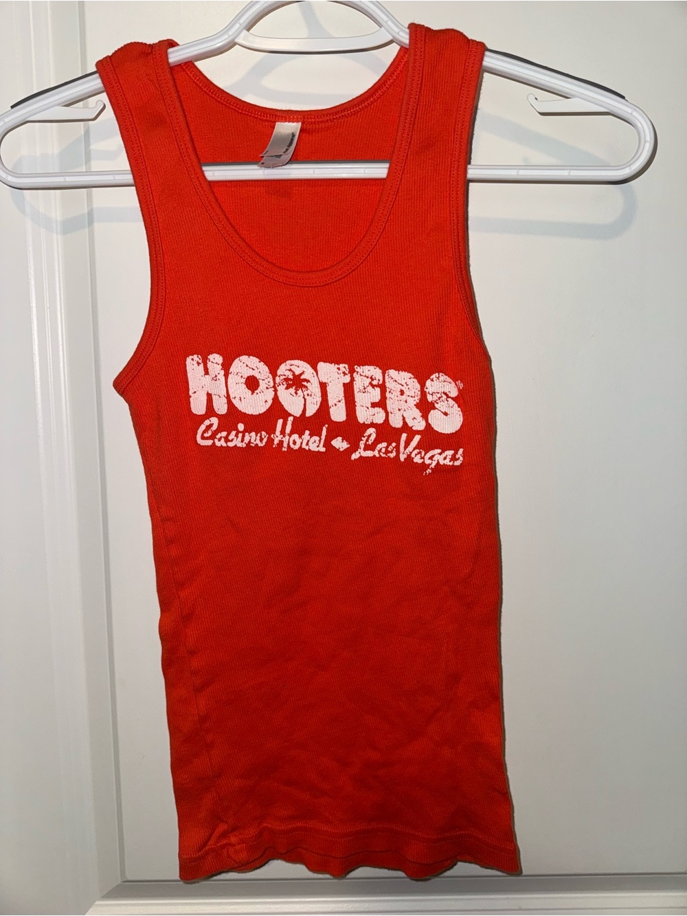 Hooters Orange Ribbed Tank with White Logo